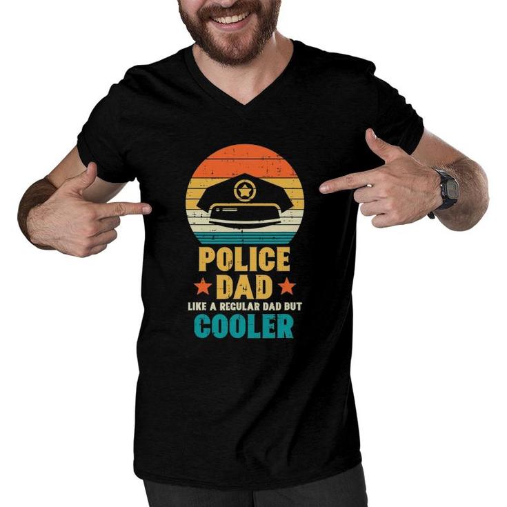 Mens Police Dad Regular But Cooler Fathers Day Cop Officer Men Men V-Neck Tshirt