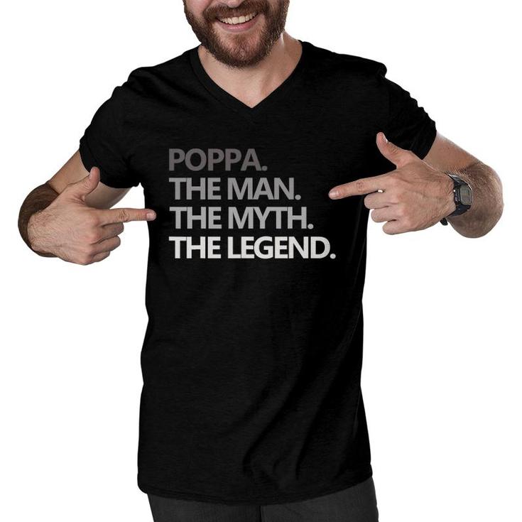 Mens Poppa The Man Myth Legend Fathers Day Gift Grandpa Men V-Neck Tshirt