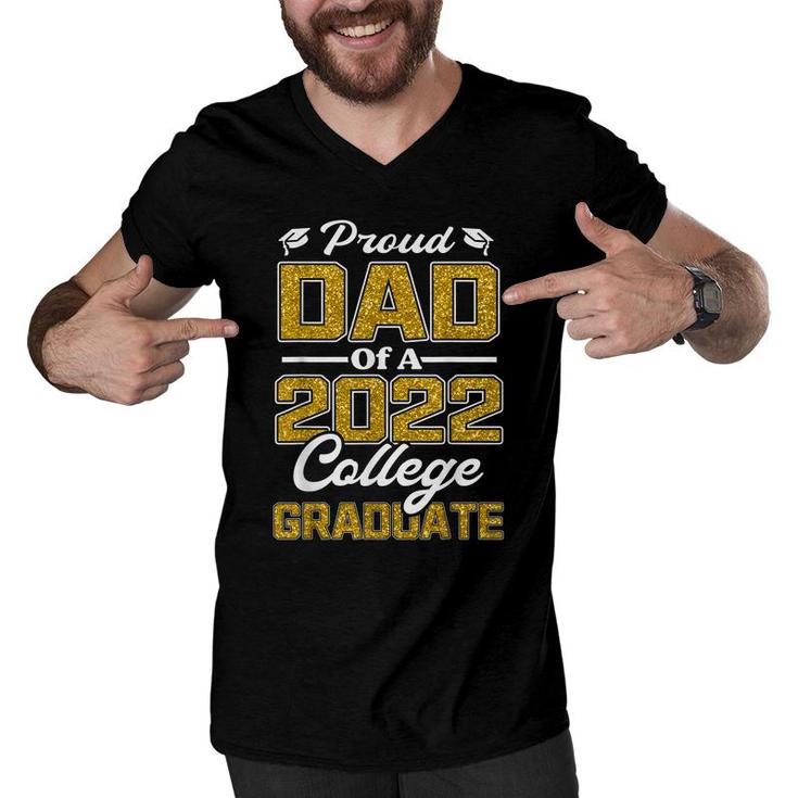 Mens Proud Dad Of A 2022 Graduate Graduation College Student Papa  Men V-Neck Tshirt