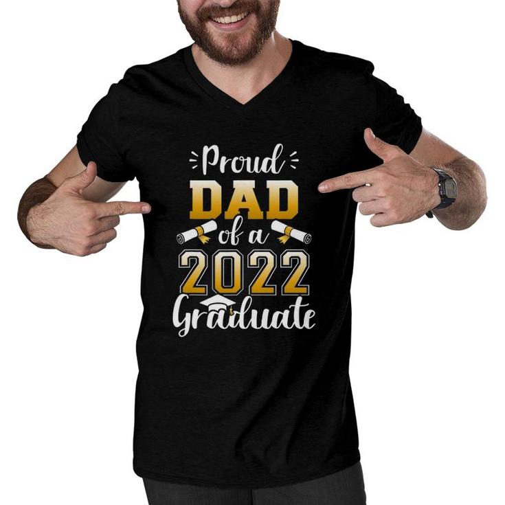 Mens Proud Dad Of A Class Of 2022 Graduate Senior Graduation Men V-Neck Tshirt