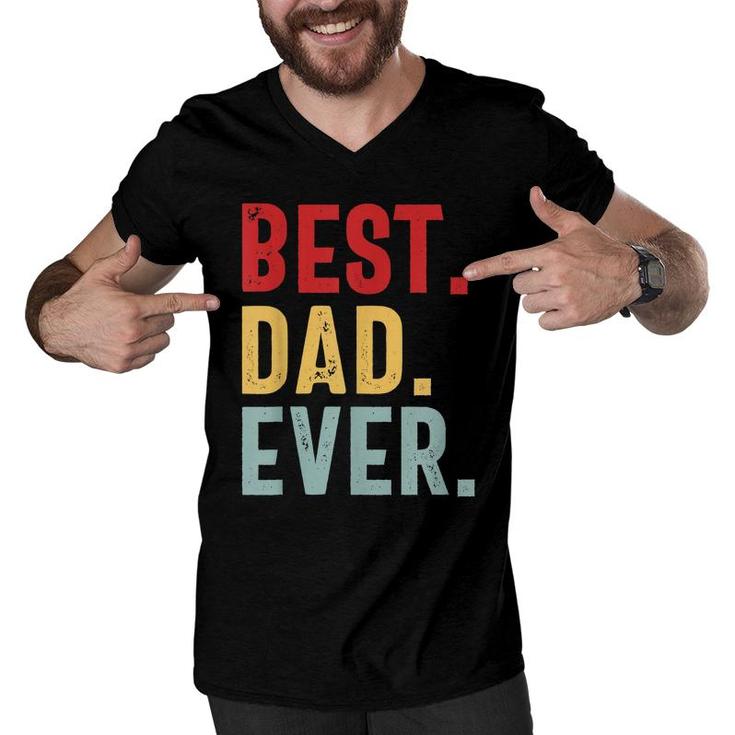 Mens Retro Vintage Best Dad Ever Funny Fathers Day  Men V-Neck Tshirt