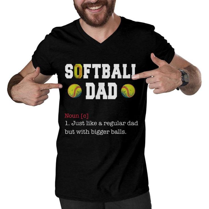 Mens Softball Dad Just Like A Regular Dad  Fathers Day  Men V-Neck Tshirt