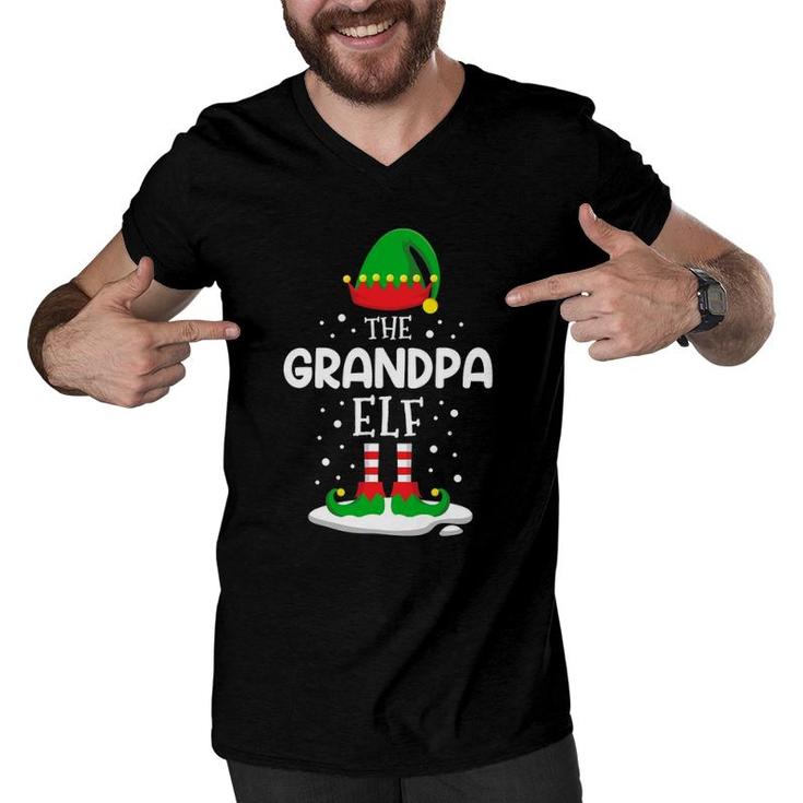 Mens The Grandpa Elf Christmas Family Matching Costume Pjs Men V-Neck Tshirt