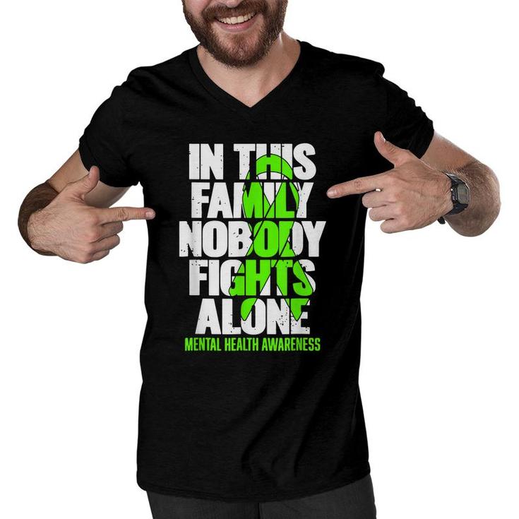 Mental Health Awareness In This Family Nobody Fight Alone  Men V-Neck Tshirt