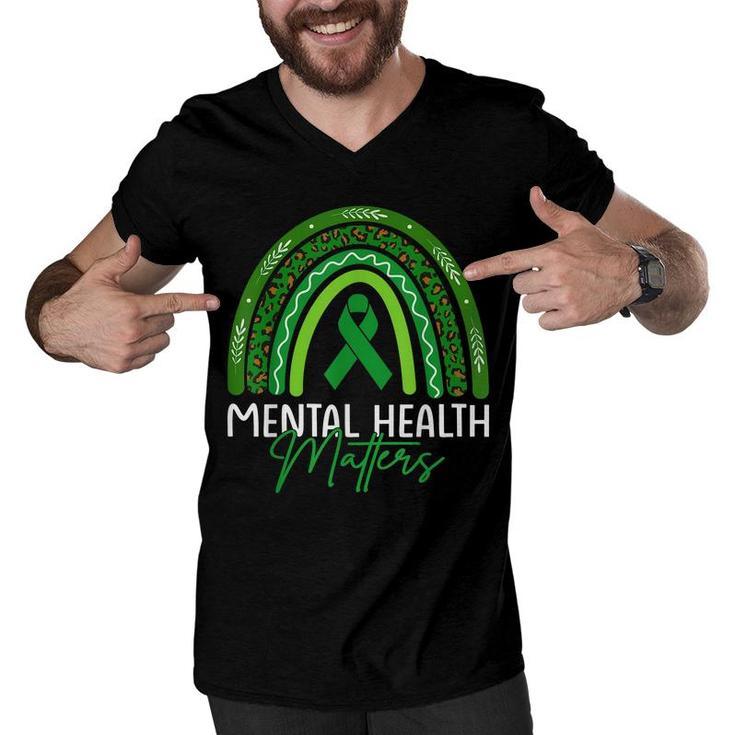 Mental Health Matters Rainbow Mental Health Awareness  Men V-Neck Tshirt