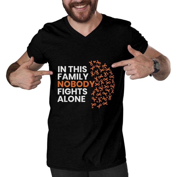 Multiple Sclerosis Awareness Month In This Family Nobody Fights Alone Men V-Neck Tshirt