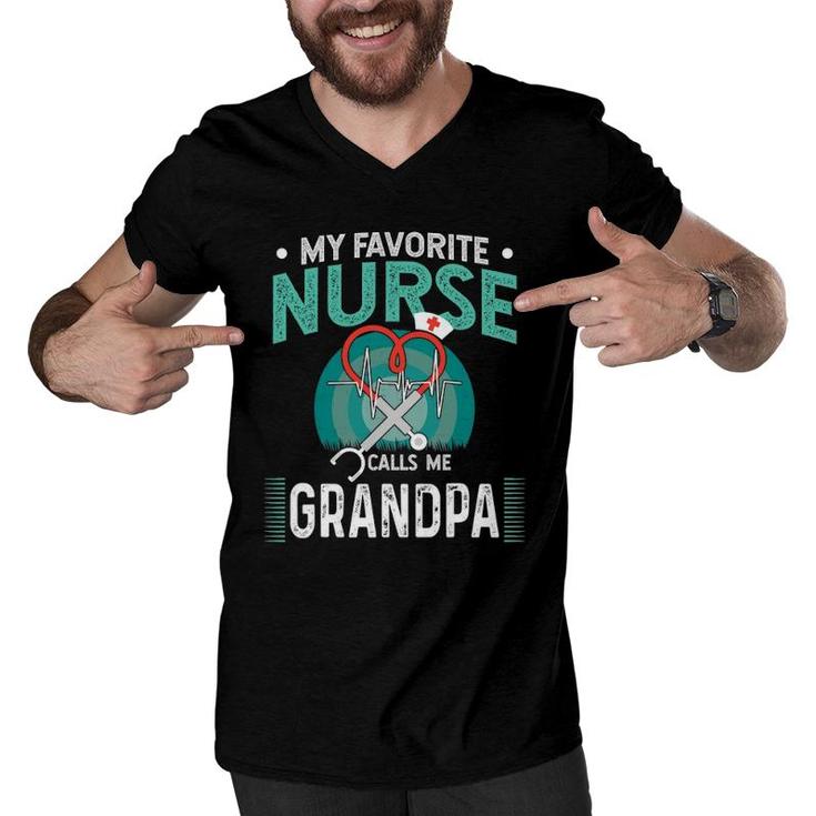 My Favorite Nurse Calls Me Grandpa Gift Of Nurse Gift Men V-Neck Tshirt