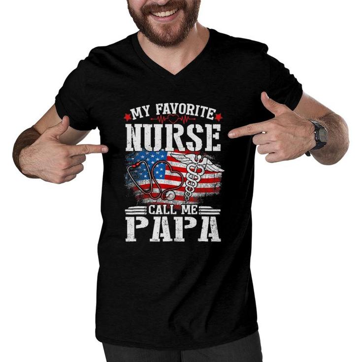 My Favorite Nurse Calls Me Papa Fathers Day Men V-Neck Tshirt