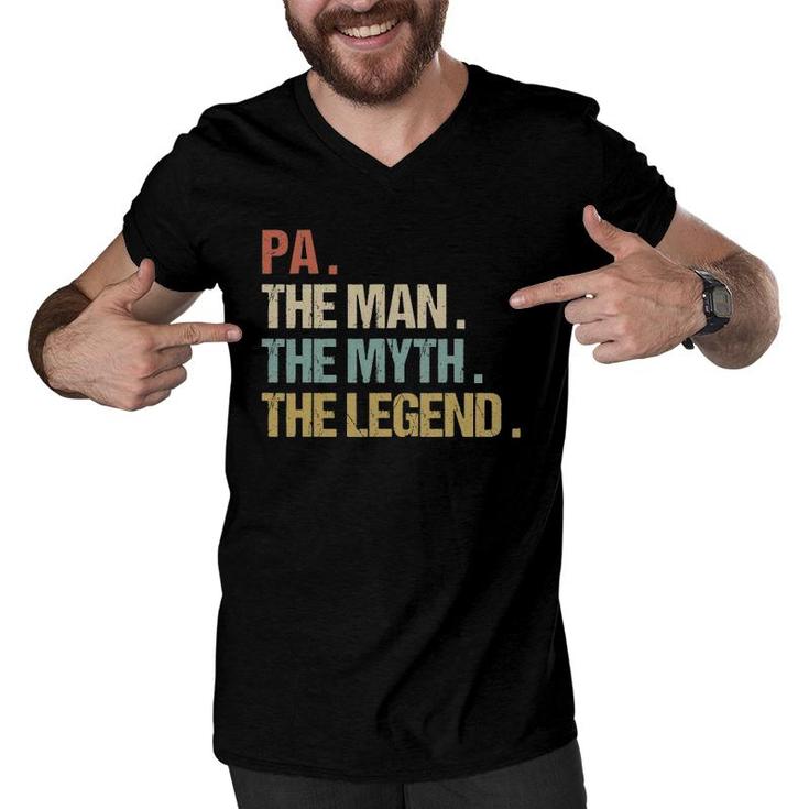 Pa The Man Myth Legend  Funny Father Dad Christmas Gift Men V-Neck Tshirt
