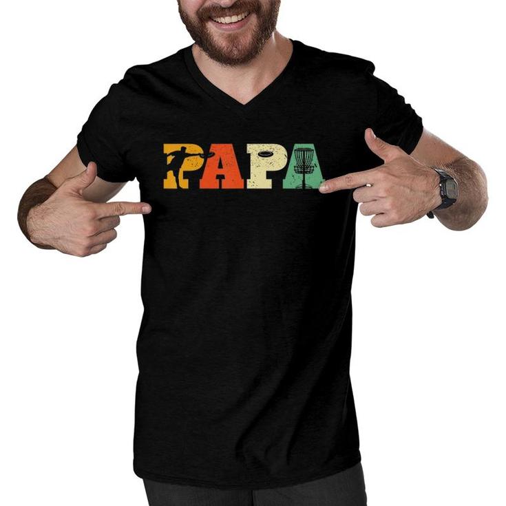 Papa Disc Golf Lover Frisbee Golfing Dad Father Sports Gifts Men V-Neck Tshirt