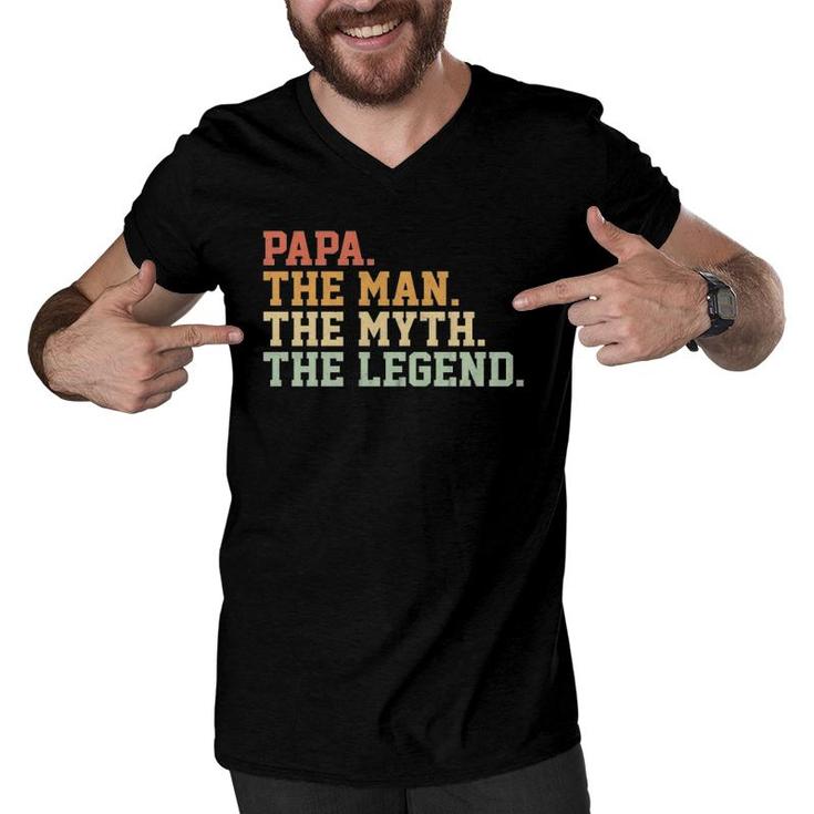 Papa Man Myth Legend  For Mens Funny Father Gift Men V-Neck Tshirt