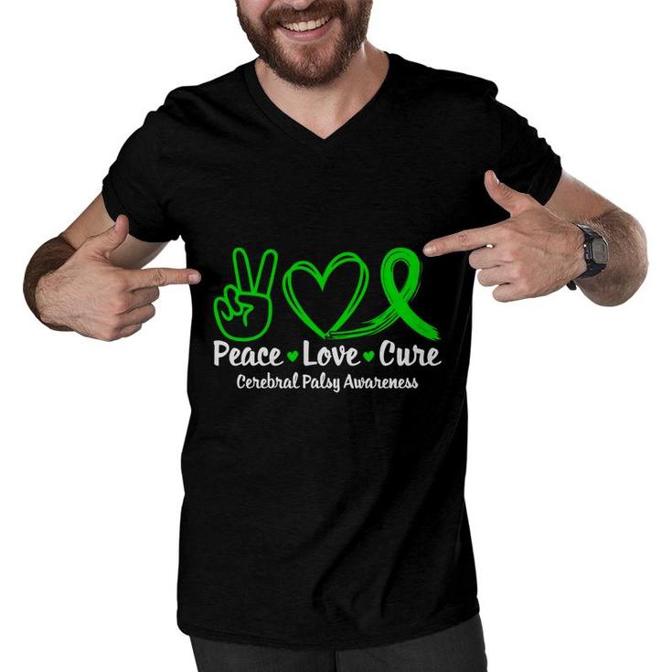 Peace Love Cure Fight Cerebral Palsy Awareness Men V-Neck Tshirt