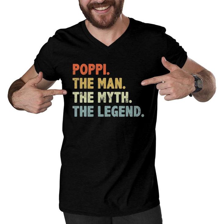 Poppi The Man Myth Legend Father’S Day Gift For Papa Grandpa Men V-Neck Tshirt