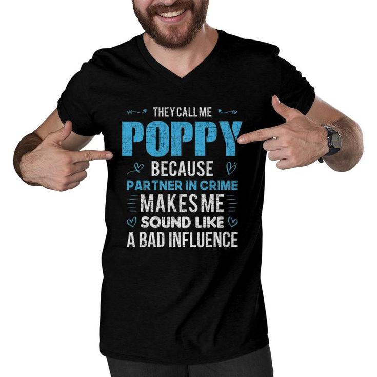 Poppy Grandpa Fathers Day Vintage Men V-Neck Tshirt