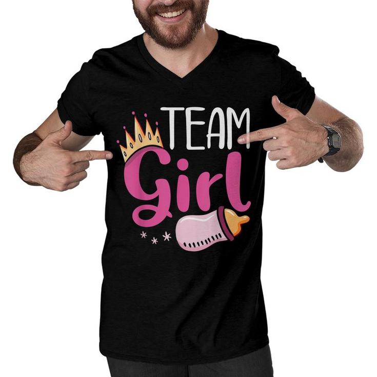 Pregnancy Baby Shower Team Girl Future Dad Mom Gender Reveal  Men V-Neck Tshirt
