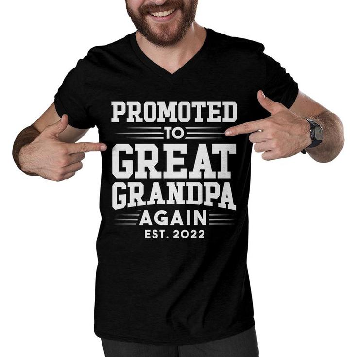 Promoted To Great Grandpa Again 2022 Great Grandpa Again   Men V-Neck Tshirt