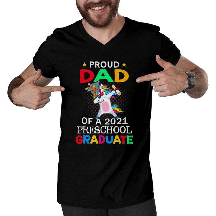 Proud Dad Of A 2021 Preschool Graduate Unicorn Dab Gift Men V-Neck Tshirt