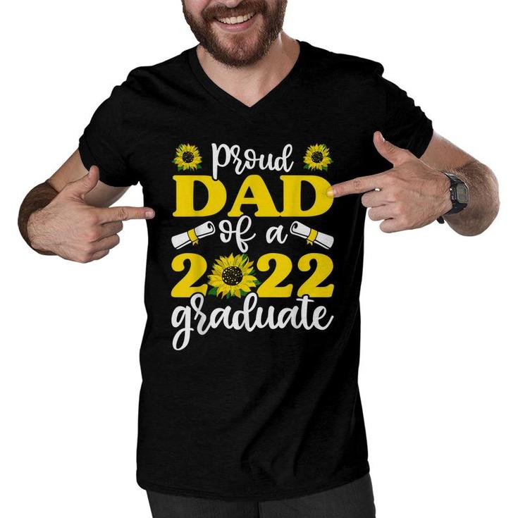 Proud Dad Of A 2022 Graduate  Graduation Sunflower  Men V-Neck Tshirt