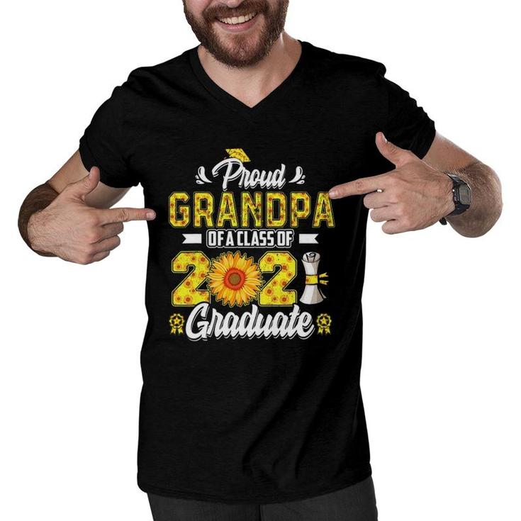 Proud Grandpa Of A Class Of 2021 Graduate Senior Sunflower Men V-Neck Tshirt
