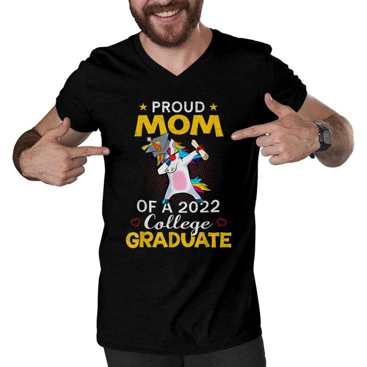 Proud Mom Of A 2022 College Graduate Unicorn Dabbing Gift  Men V-Neck Tshirt