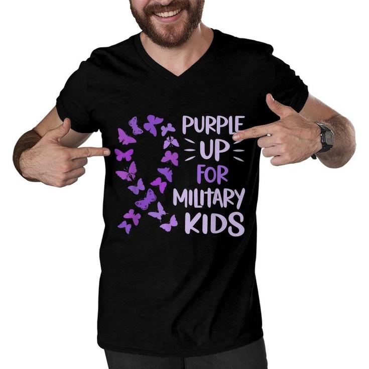 Purple Up Military Child Butterfly Military Brats Month  Men V-Neck Tshirt