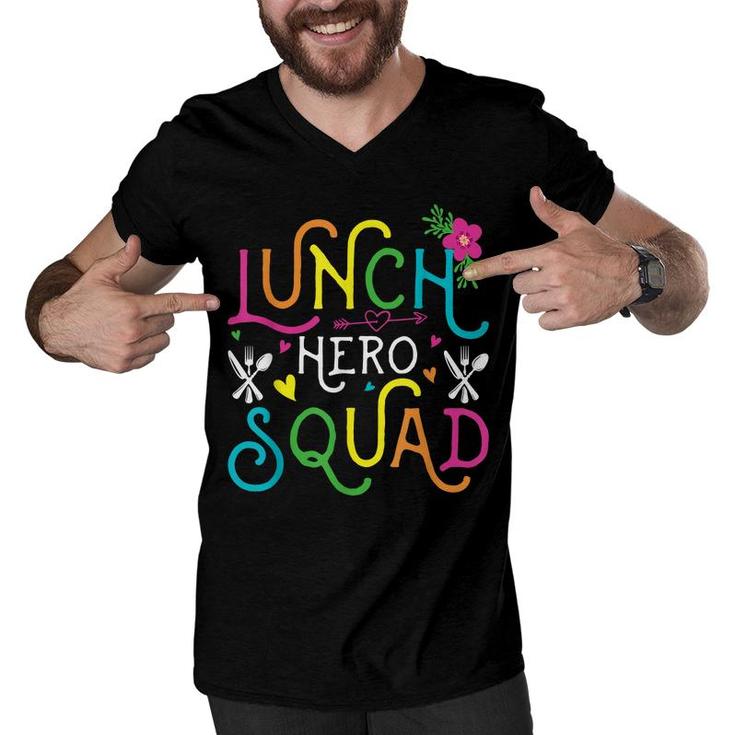 School Lunch Hero Squad Funny Cafeteria Workers Gifts  Men V-Neck Tshirt