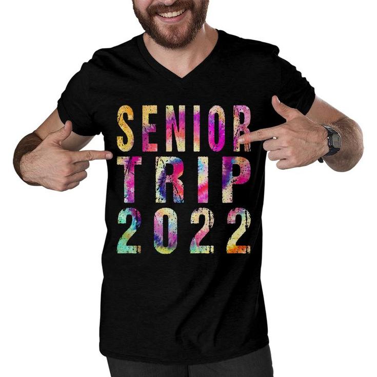 Senior Trip 2022 Vintage Tie Dye Graphic Art Design  Men V-Neck Tshirt