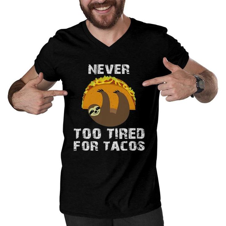 Sloth Cinco De Mayo Funny Taco Women Dad Mexico Taco Pun Men V-Neck Tshirt
