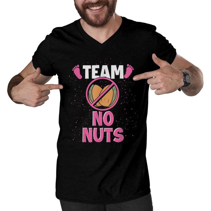 Team No Nuts Pregnancy Baby Party Funny Gender Reveal  Men V-Neck Tshirt