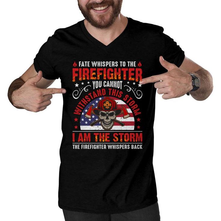 To The Firefighter I Am The Storm Funny Job Gift Men V-Neck Tshirt