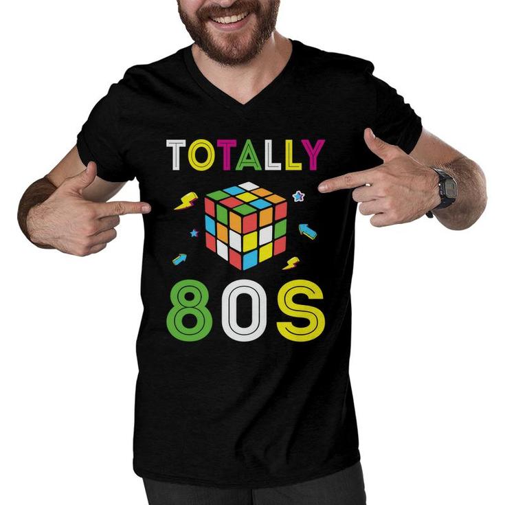 Totally 80S Rubik Graphic Gift Funny 80S 90S Styles Men V-Neck Tshirt
