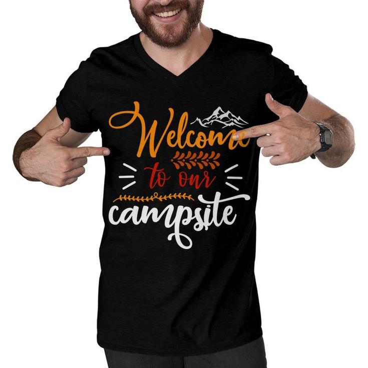Travel Lovers Welcome To Their Campsite To Explore Men V-Neck Tshirt