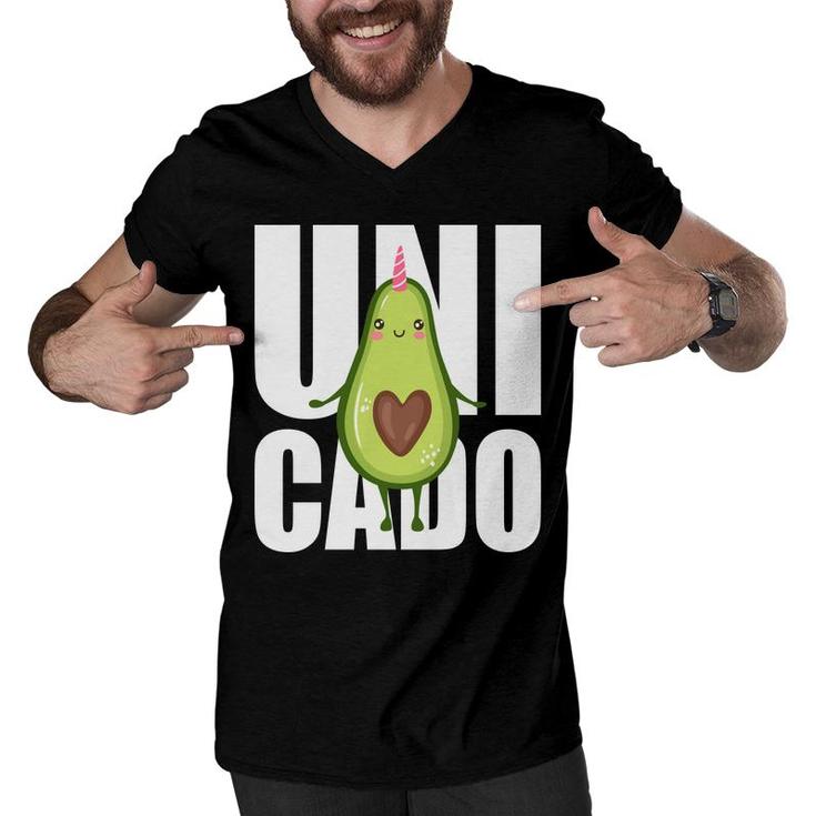 Unicado Funny Avocado Is Walking Happy Men V-Neck Tshirt