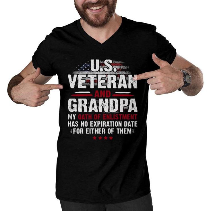 US Veteran And Grandpa My Oath Of Enlistment Gift Men V-Neck Tshirt
