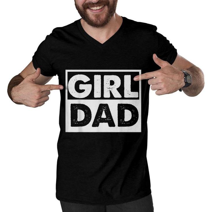 Vintage Girl Dad Proud Men Daddy Father Of Girl Dad  Men V-Neck Tshirt