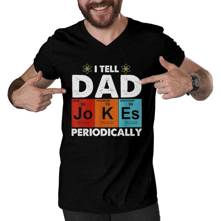 Womens I Tell Dad Jokes Periodically Retro Vintage V-Neck Men V-Neck Tshirt