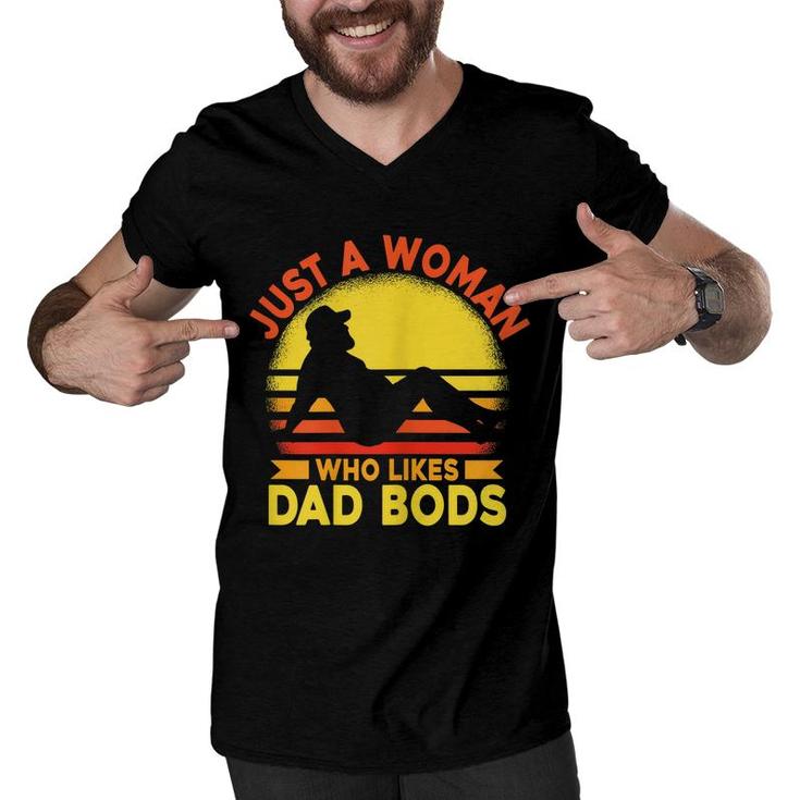 Womens Just A Woman Who Likes Dad Bods  Men V-Neck Tshirt