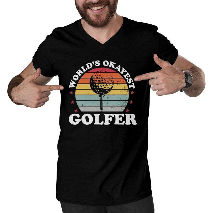 Worlds Okayest Golfer Golf Player Funny Golfing Dad Men Gift  Men V-Neck Tshirt