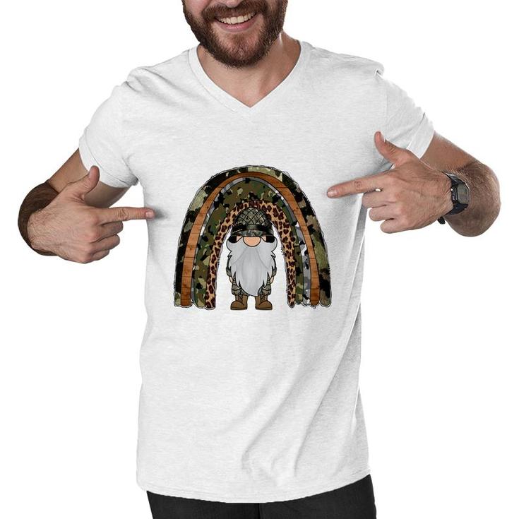 Army Rainbow Gnome Hero Dad Gift Idea Men V-Neck Tshirt