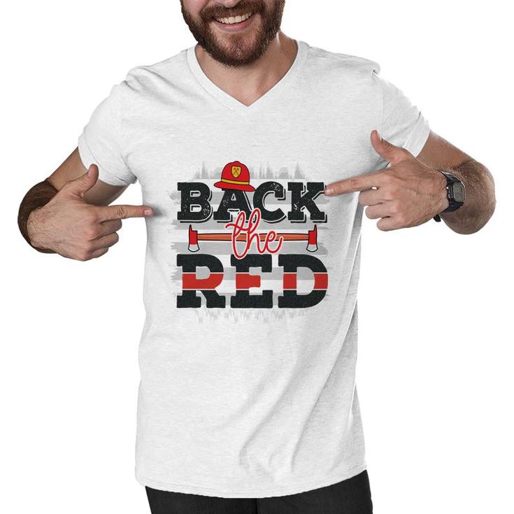 Back The Red Firefighter Proud Job Men V-Neck Tshirt