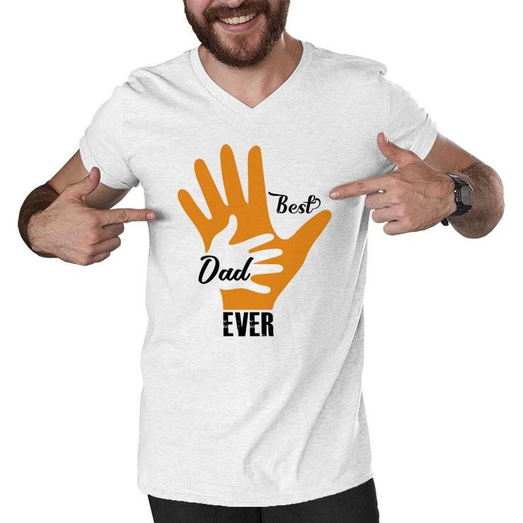 Best Dad Ever Orange Fingers Dad Day Fathers Day Men V-Neck Tshirt