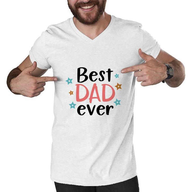 Best Dad Ever Stars Pink Daddy Colors Gift Fathers Day Men V-Neck Tshirt