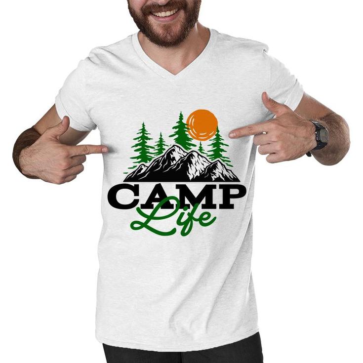 Camp Life Of Travel Lover In The Mountains Men V-Neck Tshirt