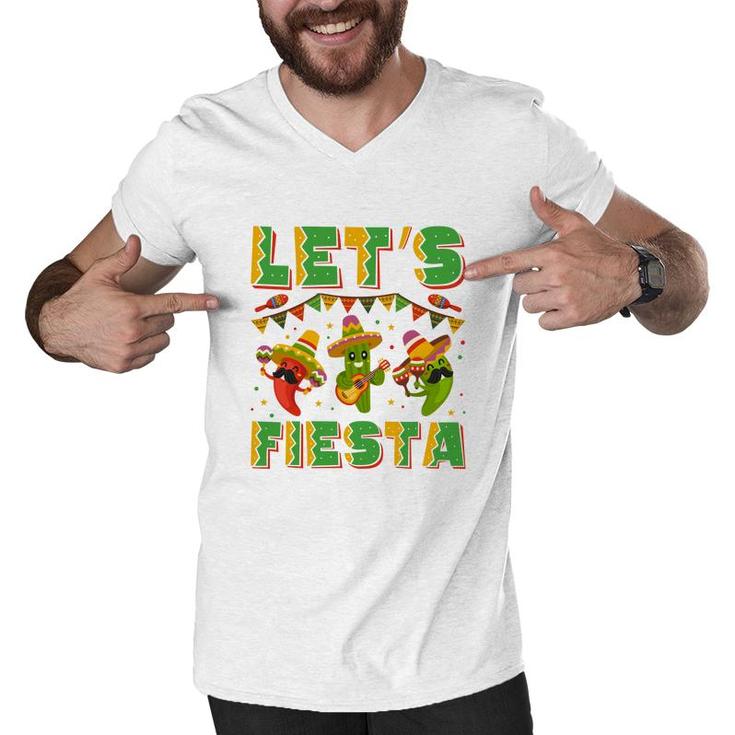 Cinco De Mayo Lets Fiesta Colorful Decoration Men V-Neck Tshirt