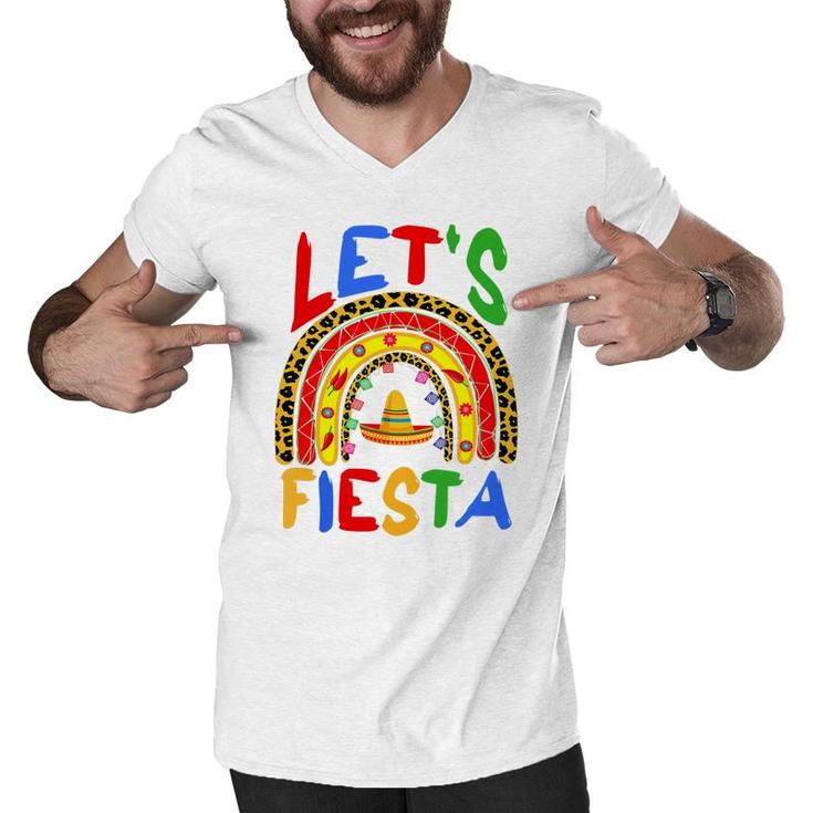 Cinco De Mayo Rainbow Lets Fiesta Women Men Kids Men V-Neck Tshirt