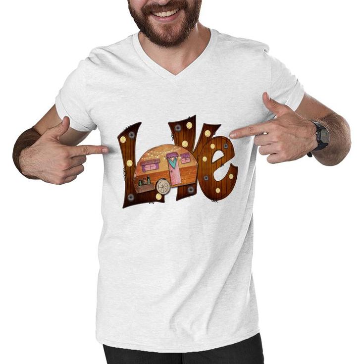 Colorful Love Camping Adventure Camp Life Custom Men V-Neck Tshirt