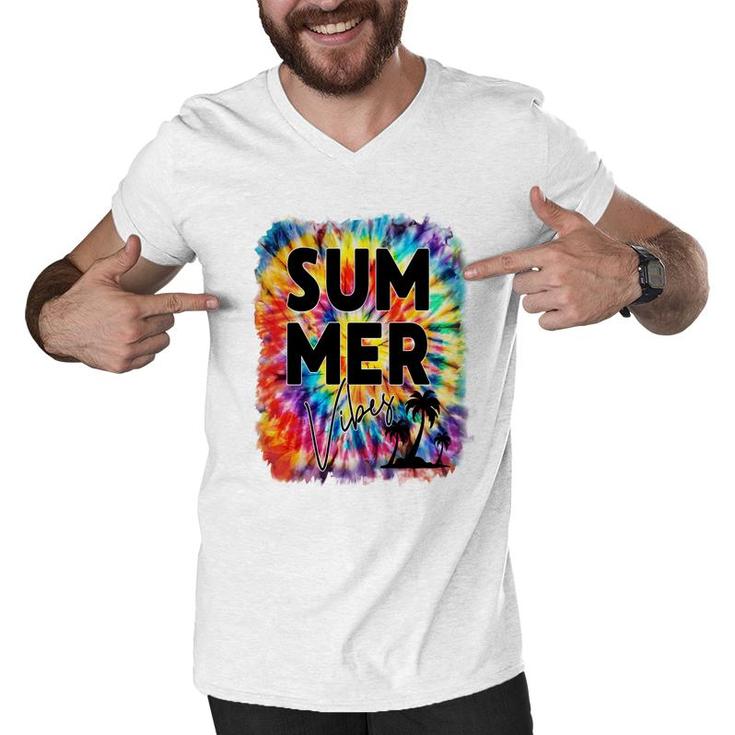 Colorful Summer Vibe For Everybody Retro Summer Beach Men V-Neck Tshirt