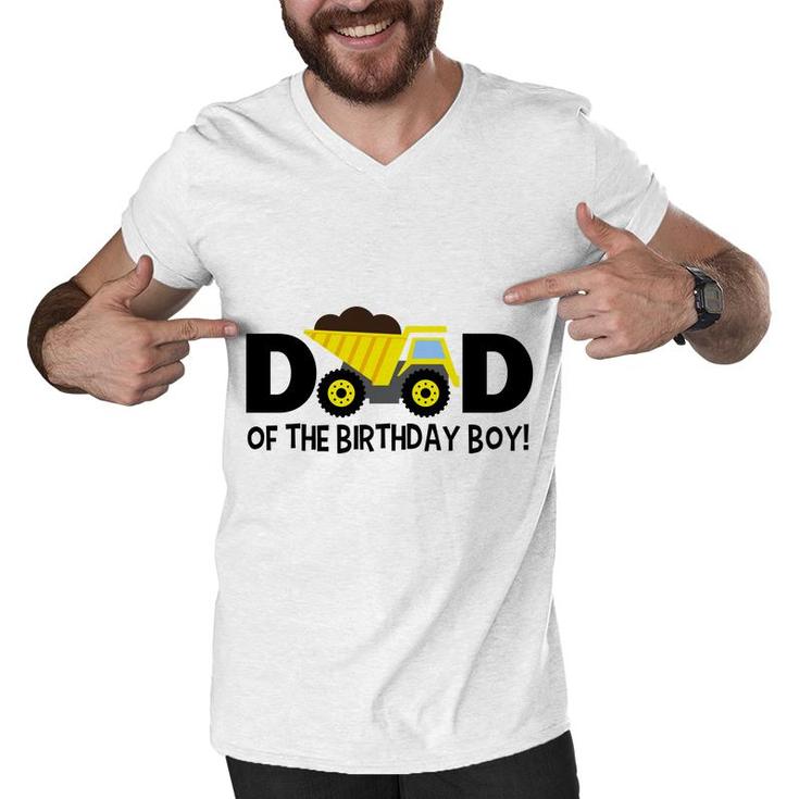 Dad Of The Birthday Boy Construction With A Yellow Truck Men V-Neck Tshirt