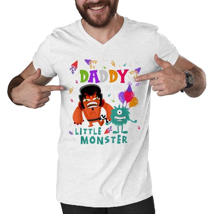 Daddy Of The Little Monster Birthday  Men V-Neck Tshirt