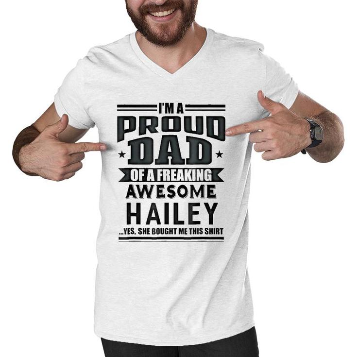 Family Fathers Day Gift Dad Daughter Hailey Name Men Men V-Neck Tshirt